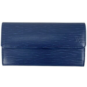 Louis Vuitton Porte Wallet Pochette Billfold Epi Long Myrtille Blue